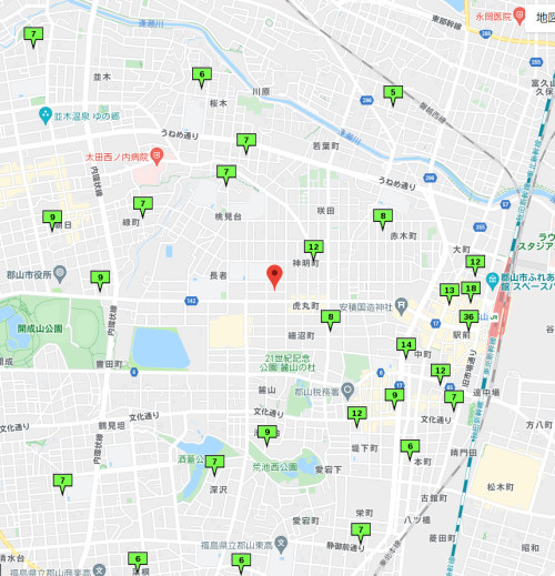 神明町周辺の公示地価（平米単価・単位万円）