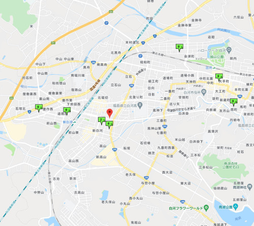 新白河周辺の公示地価変動率