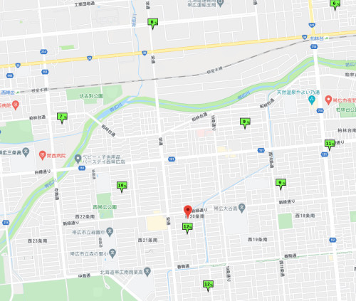 西２０条南周辺の公示地価変動率